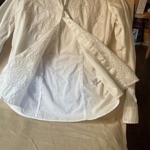 Banana Republic white lace button down blouse